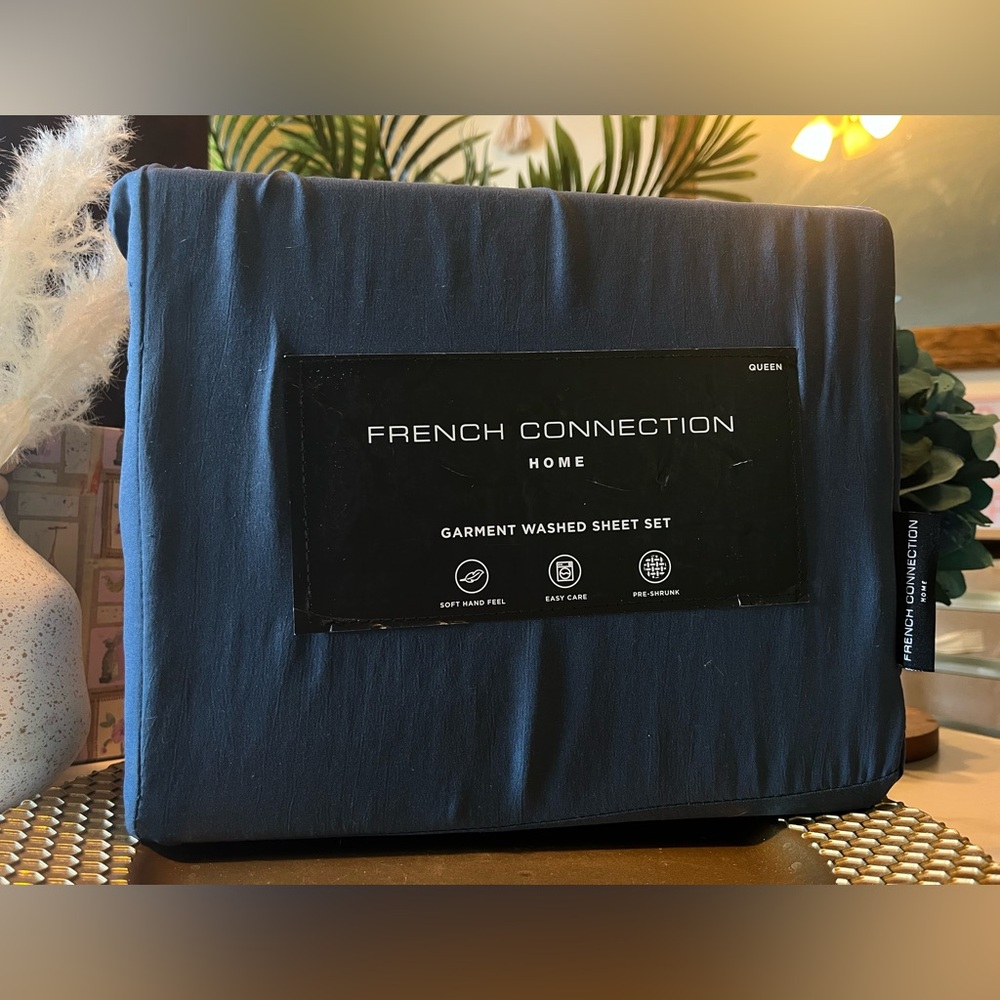 French Connection Navy Sheet Set blue